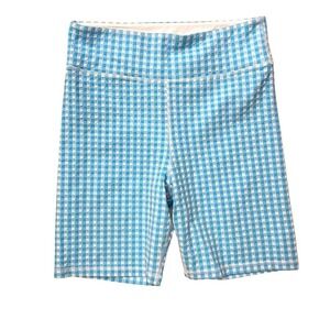 The Upside Masilda larry sports bike Blue White Gingham Check Shorts Sz Large